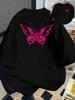 Pink Butterfly Printing Tshirts Summer Unisexs T Shirts Basic Oneck Short Sleeve Tops Casual Unisex Clothes Graphic T Shirts