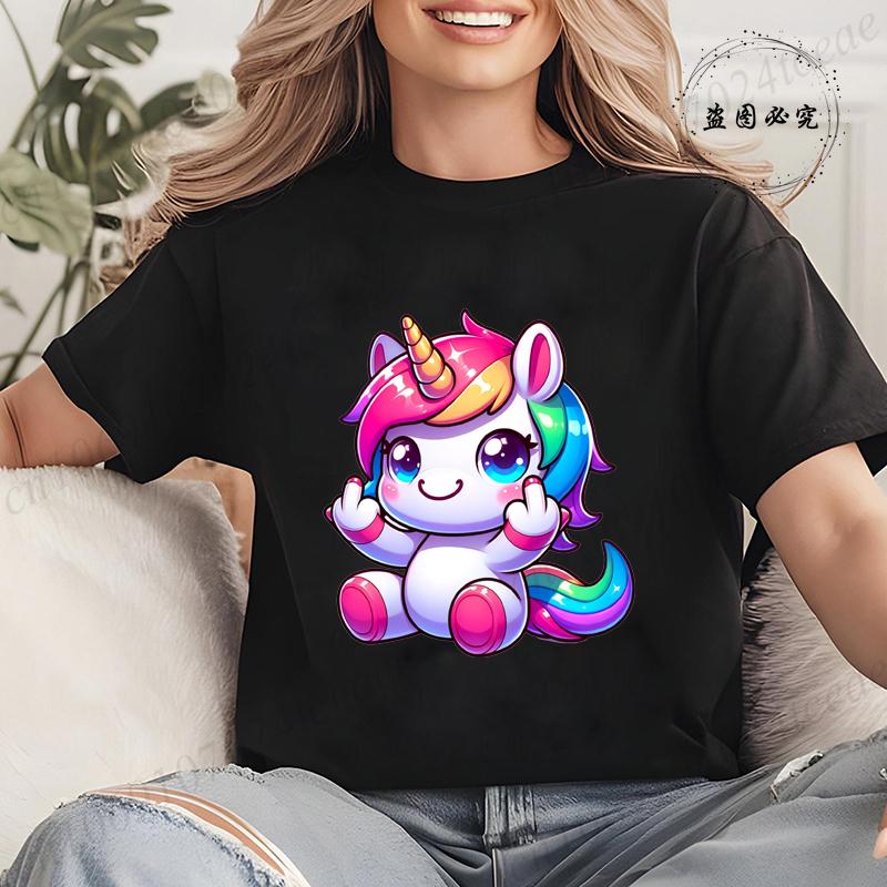 Funny Unicorn Women Summer T-Shirt First of All I'm A Delight Graphic T Shirt for Women Fashion Casual Sarcastic Tee Shirts Tops