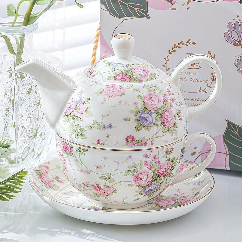 Flower Teapots,Coffee Pot,Mother Child Pots,One Pot and One Cup,British High-end Afternoon,Single Tea Set,Household Teaware