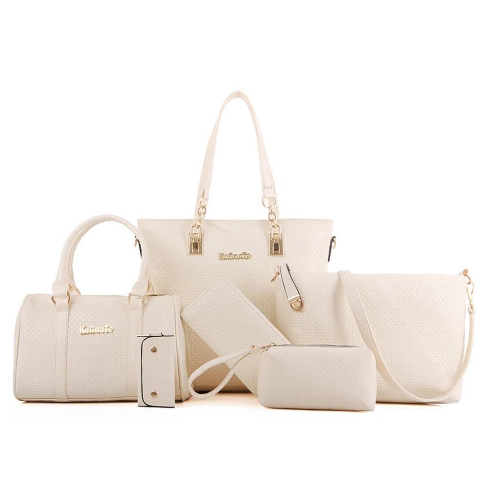 Sechsteiliges Set von Handtaschen, Umhängetaschen und Crossbody-Taschen mit geprägtem Rautenmuster