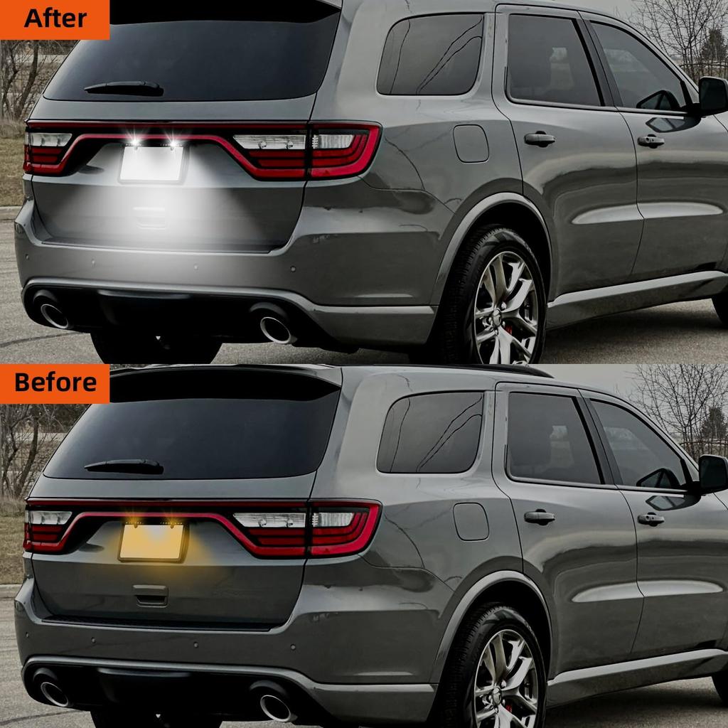LED License Plate Tag Lights Compatible with Durango 2014 2015 2016 2017 2018    , 6500K White Tag Light Assembly Replacement, Clear Lens Tag Lamp,