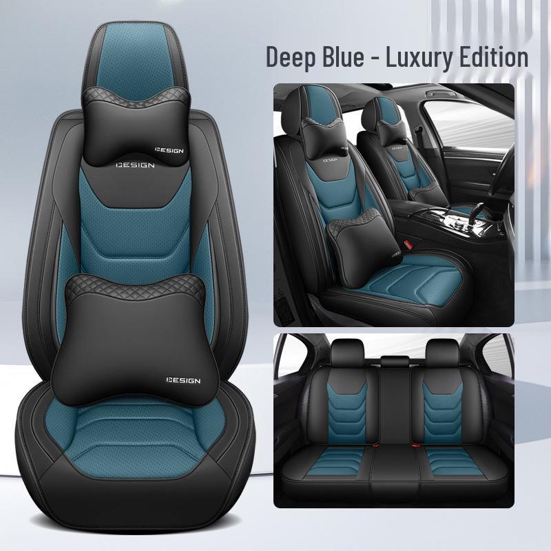Universal All-Season Five-Seat Leather Car Seat Cover – Full Coverage, Wear-Resistant, Durable, No Removal Needed.
