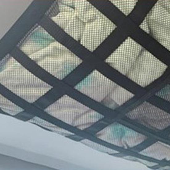 Samochodowa Siatka do Przechowywania na Suficie Wisząca Torba z 4 Zapięciami Podwójna Warstwa Siatki 9 Wzmocnionych Pasków Siatka do Bezpiecznego Przechowywania Lekkich Przedmiotów