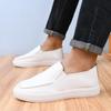 Chaussures décontractées blanches en cuir sans poussière pour homme - Semelle souple, Antidérapantes, Polyvalentes