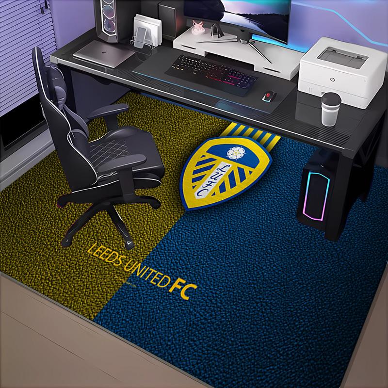 1PC Leeds United Crest Design Rug Game Carpet, Floor Mat for Bedroom Living Room Entryway Rug, Home Decor Idea Gift for Christmas birthday