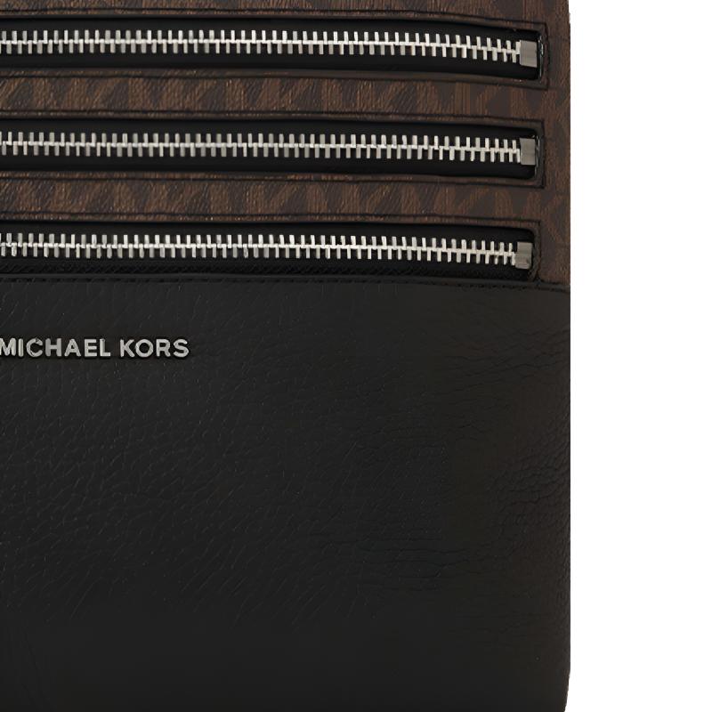 Michael Kors Mk Logo Leather Clutch Medium Men clutch Black Dark-Brown 36H1LGFU2L-201