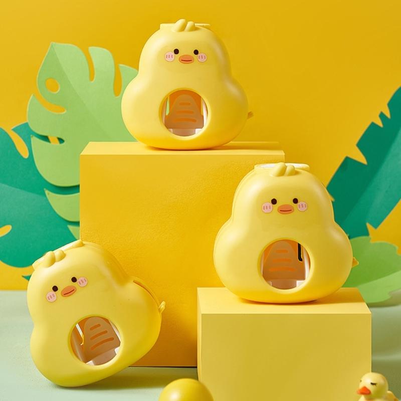 Cute Duck Design Toothpaste Squeezer Wall Mounted Space Saving Auto Dispenser Toothbrush Holder Rack For Home Bathroom