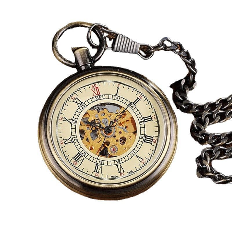 Roman Classic Fully Automatic Mechanical Pocket Watch Retro Uncovered Men'S And Women'S Mechanical Pocket Watch