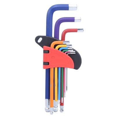 Hex Socket Wrench Set CRV Flat Head Extended Spraying Plastics Hex Key Tools Set Colourful Type E