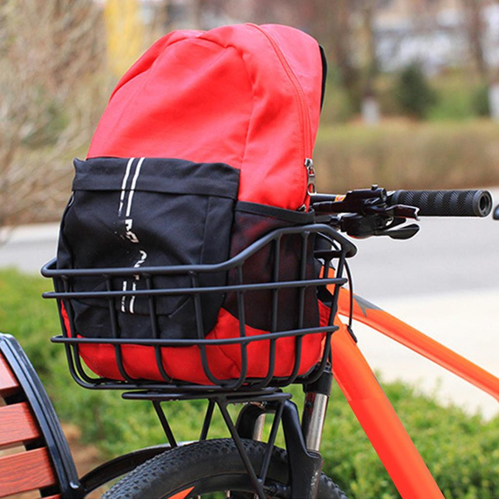 Bicycle Basket Black Front Convenient Assemble Sturdy Aluminum Alloy Cargo Container Accessories for