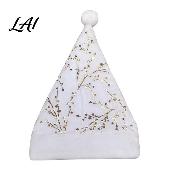 Soft Polyester Christmas Cap Snowflake Sequin Adults Plush for Santa Hat with Faux Holiday Celebration