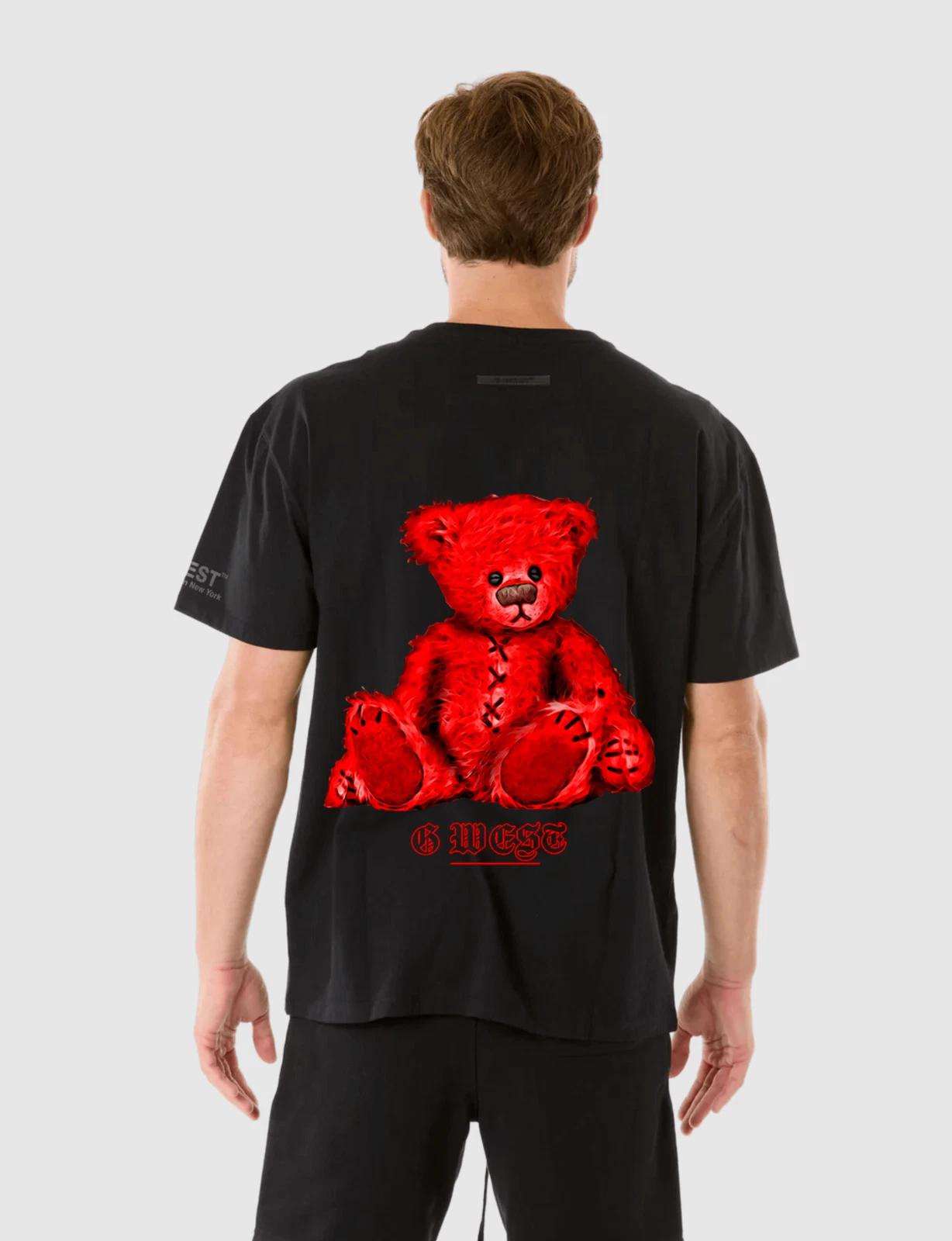 G WEST TEDDY BEAR T-SHIRT - BLACK/RED M