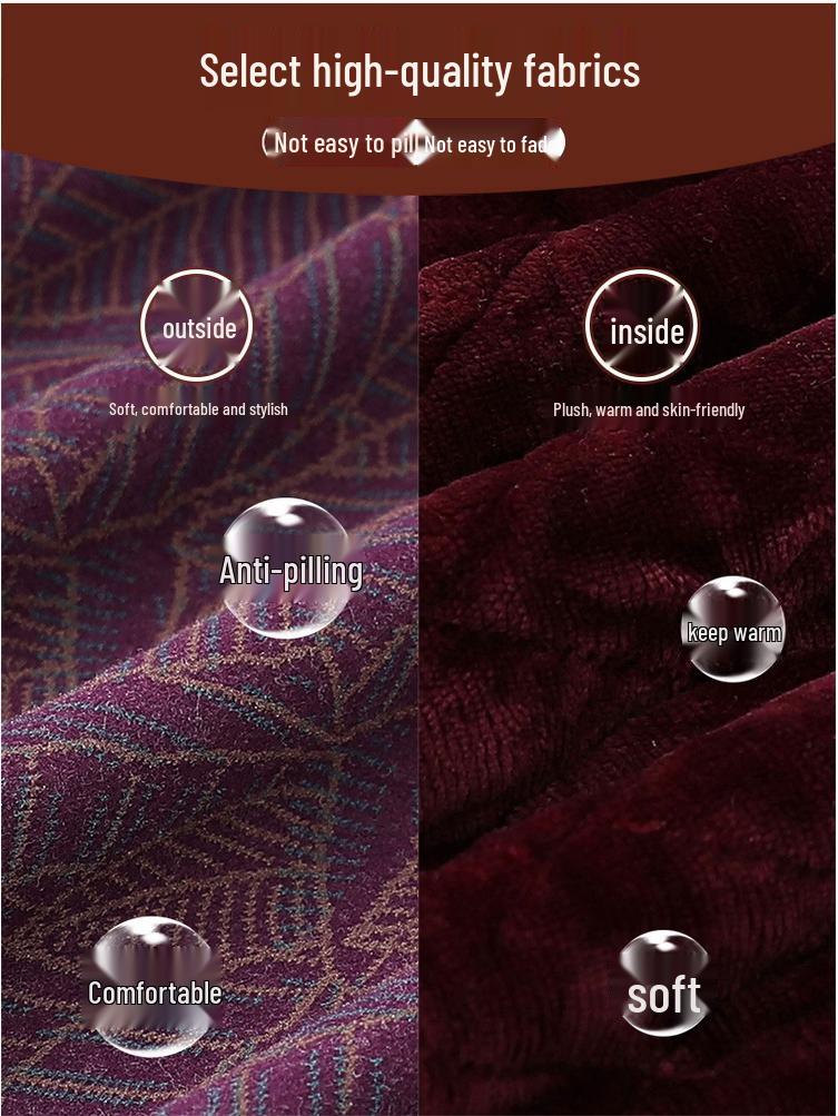 Women's Winter Velvet-Enhanced Lapel Jacket for Middle-Aged and Elderly: Grandma's Warm, Stylish Cotton Wear