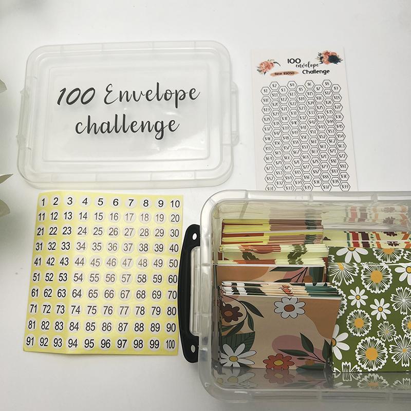 Set Scatola Sfida 100 Buste Modo Facile e Divertente per Risparmiare $10.000 Buste per Soldi Sfida Risparmio Sfide Risparmio Budget