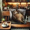 Fat Cat Lying Down Print Pillowcase - Perfect for Living Room and Bedroom Decor, Ideal Holiday Gift (Pillow Insert Not Included)