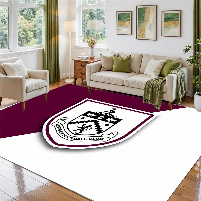 Burnley Football Design Crystal Velvet Rug Soft Decorative Mat for Bedroom Entrance