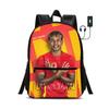 Child School Bags for Student Rucksack L-Lamin Yamal Sport Bookbag Kids Gift Football Star Backpack with USB Interface Bag