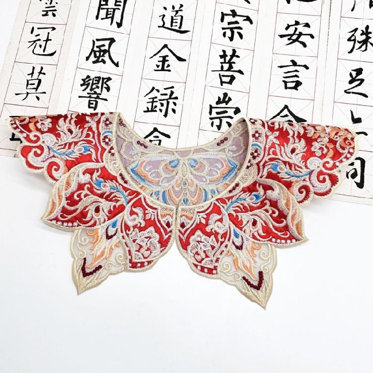 Embroidery Fringed Collar Elegant Detachable Collar Shawl Vintage Horseface Skirt Collar Costume Dressingup Accessories