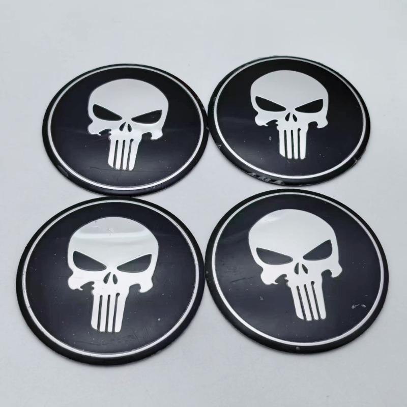 4pcs 45mm 56mm 65mm Skull Logo Emblem Car Stickers Accessories for Car Wheel Center Caps Hub Cap Rim Dust Cover Badge Replace