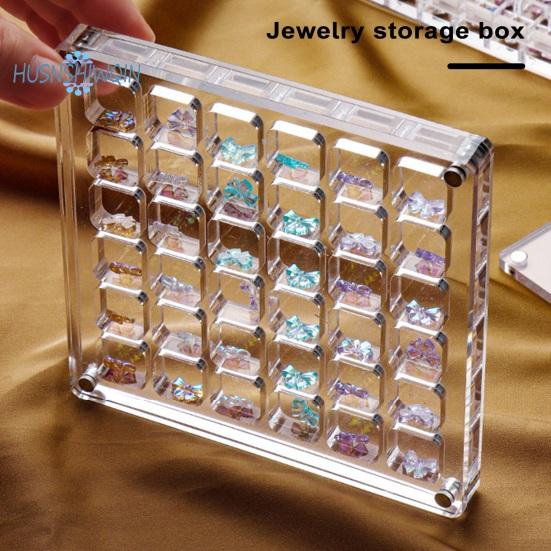 Acrylic Nail Rhinestone Box Grid Easy Access Clear Storage Tool Organizer Eco-friendly Rhinestone Box