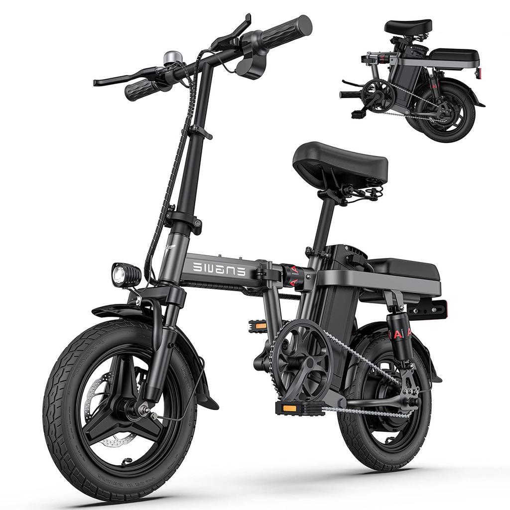 ENGWE T14 Foldable Urban Electric Bike 250W 48V10Ah City Pedelec, Dual Suspension, Rear Seat for Commuter & Outdoor Use