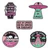 Purple Cartoon Creative Skull Brooch With Eyecatching Letters For Outfits Fashionable