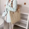 Square Hollow Straw Beach Bag Handmade Woven Shoulder Bag  Rattan Shopping Travel Bag Bohemian Summer Vacation Casual Tote