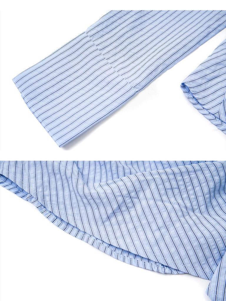 UNBDNS Women's One-Shoulder Striped Tie-Up Shirt: Slimming, Versatile Long Sleeve Top for Autumn