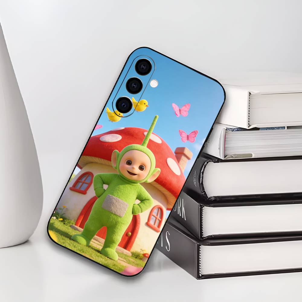 Cute T-Tele-tubbies Phone Case For Samsung Galaxy A73,A72,A71,A70,A53,A52,A51,Soft Silicone Black Cover