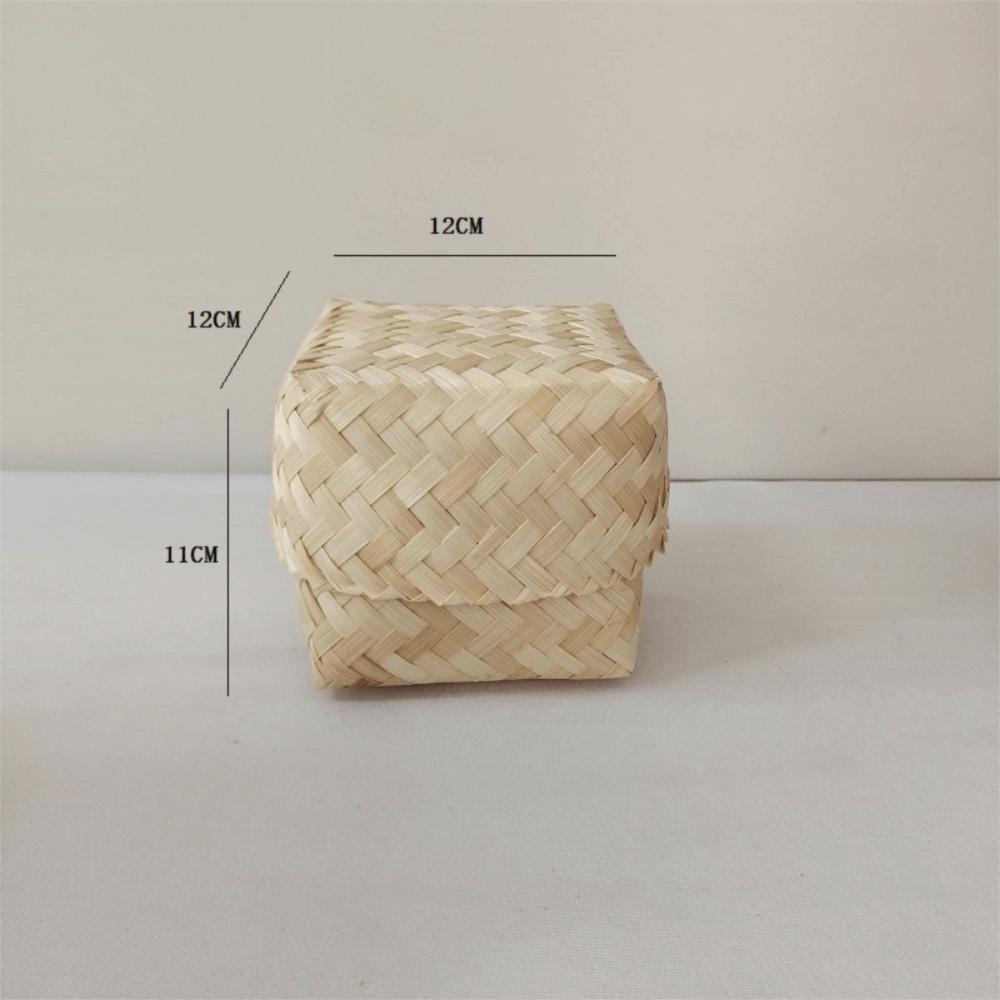 Tight Seal Design Bamboo Woven Gift Box Handmade Reusable Wedding Cookies Candy Box DIY Teas Preservations Canister