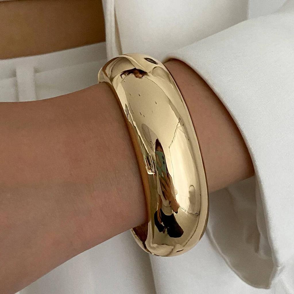 Salircon Vintage Irregular Resin Acrylic Thick Wide Bracelet Bangle Women Hip Hop Punk Exaggerated Heavy Metal Bangles Jewelry
