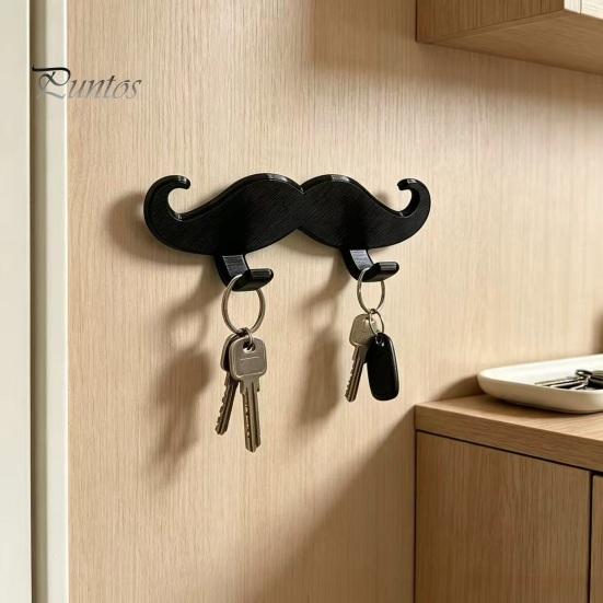 Space Saving Wall Storage Hook 3D Printed Beard Shaped Hook, Self?Adhesive Creative Bathroom Heavy Duty Hanger for Keys Key Towel, Fun Organizer