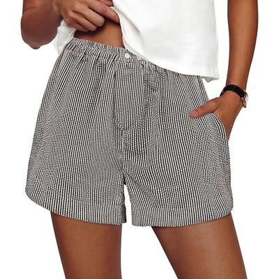 Shorts For Women Striped Button Casual Summer Loose Pocket Shorts