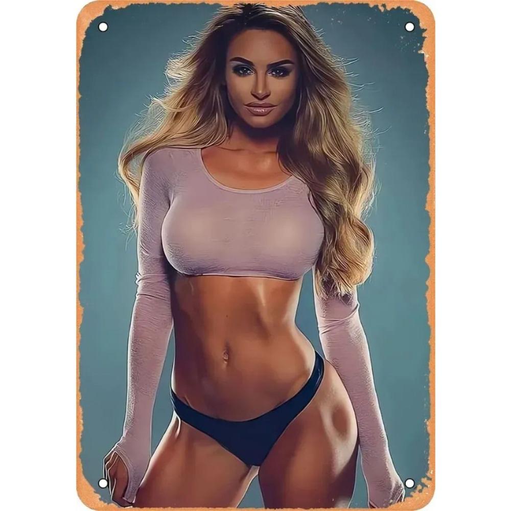 Decorative Metal Tin Sign, Anime Fitness Girl, 20x30 cm