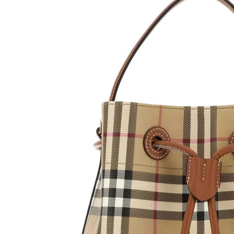 Burberry Polyurethane Bucket Bag Handbag Small Women's Beige & Black 81004901
