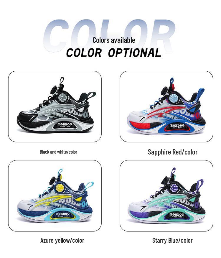 Bobodou Boys' Leather Sports Shoes - 2026 Autumn/Winter with Rotating Button for Kids