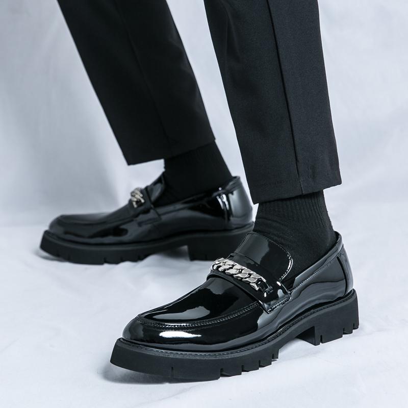 Men Loafers Street Style Classic Thick Sole Platform Height Increase Black Formal Business Wedding Dress Prom Blazers Tuxedo Party Shoes Large Size
