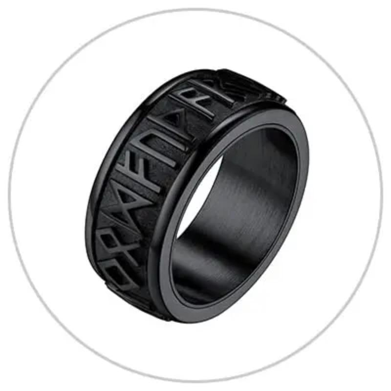 ChainsPro Inel Spinner cu Rune Vikinge Nordice din Oțel Inoxidabil Inel Fidget Rotativ pentru Bărbați Ameliorarea Anxietății