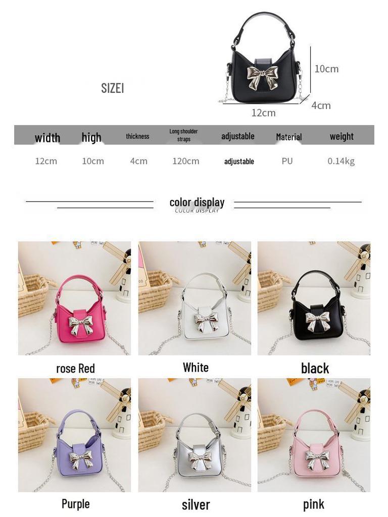 2024 Sweet Pink Bow Chain Crossbody Shoulder Bag for Women