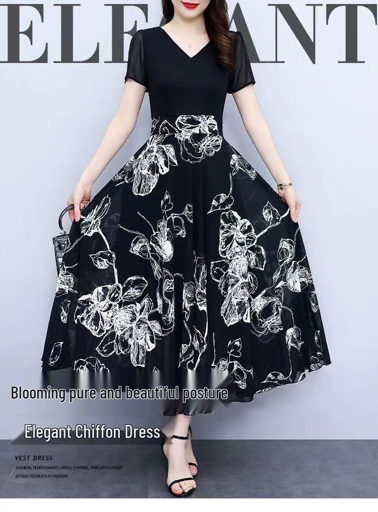 Black Summer Slimming Plus Size Flattering Fairy Dress for Women