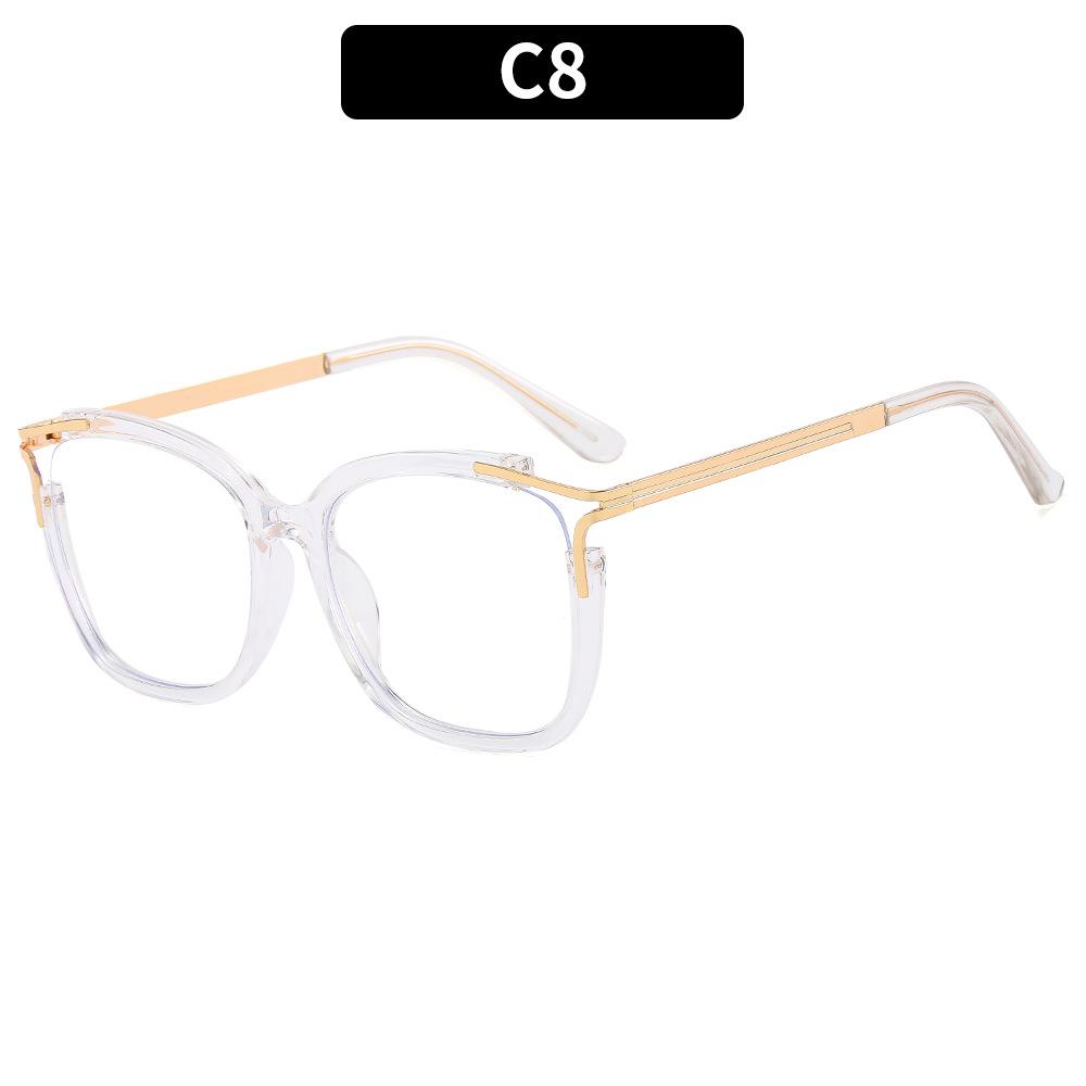 New Large Square Frame Anti Blue Light Flat Mirror Women Ultra Light TR90 Material Optical Glasses Frame Computer Goggles