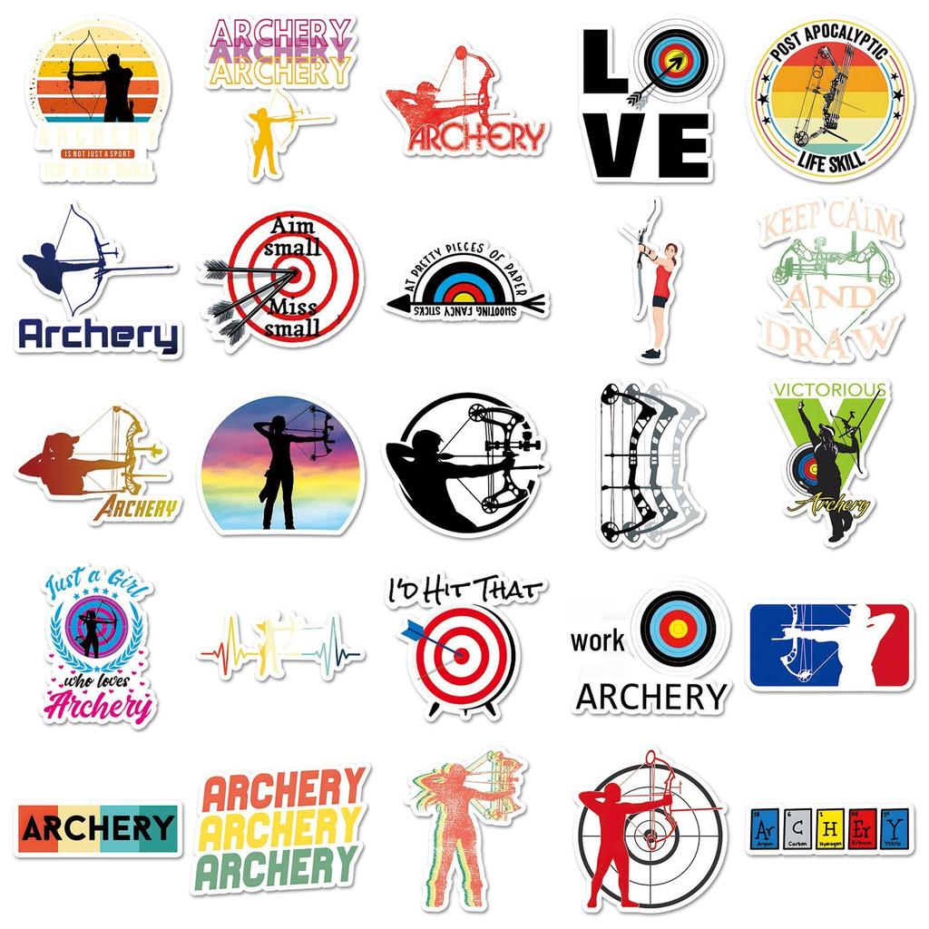 50pcs Archery Sports Cartoon Graffiti Stickers for Phone, Skateboard, Luggage, and Competition Decoration