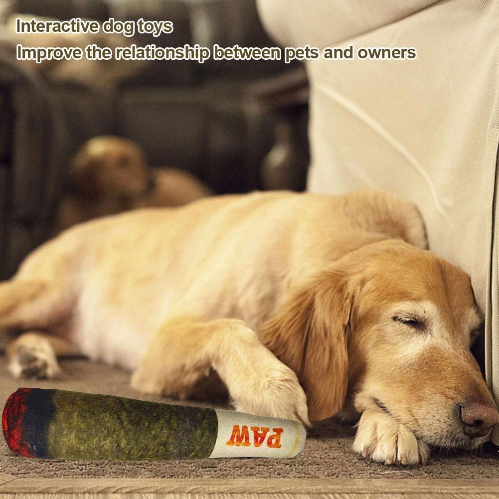 Fun Novelty Dog Toy Simulation Cigar Plush Pet Toy Creative Chew Toy Dog Teething Toys for Small Medium and Large Dogs