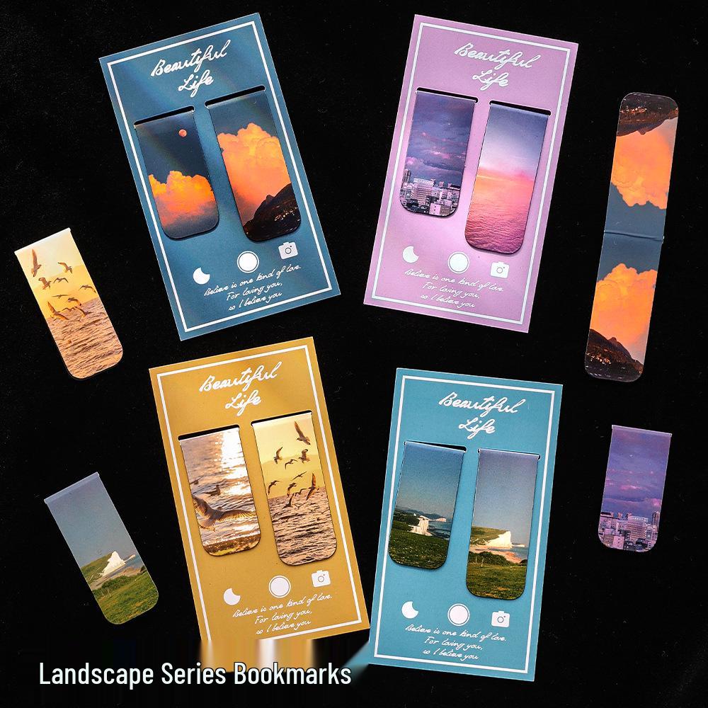Magnetische Bladwijzer Serie Landschappen - Dubbelzijdige Pagina Clips & Post-its