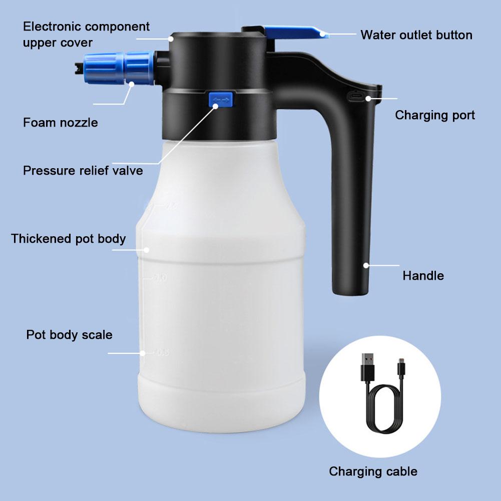 Electric Foam Sprayer 1.5L Foam Generator For Car Wash Lithium Battery Foam Lance 1h Endurance Car Wash Towel Foam Wash Cleanear
