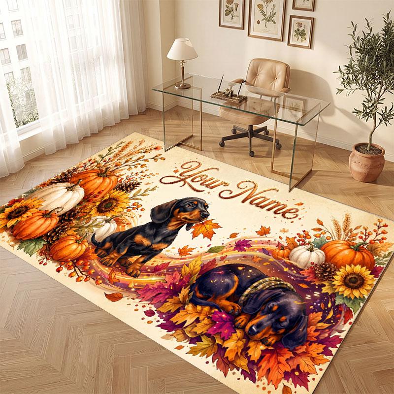 Mountain Landscape Theme Crystal Velvet Floor Rug Personalized Custom Name Text Warm Carpet Home Decoration
