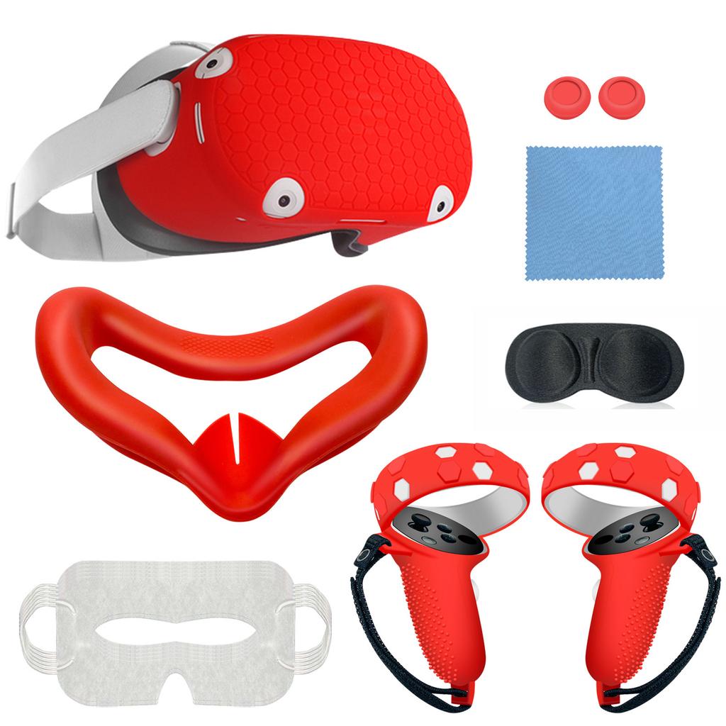 For Oculus Quest 2 Silicone Protective Cover Set 7 In 1 Anti-Leakage Nose Pad Mask Case Replacement Vr Silicone Case Accessories