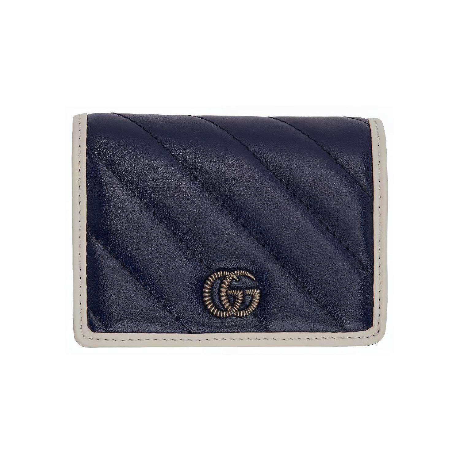 

Gucci GG Marmont Series Logo Color-Blocked Quilted Double Fold Leather Card Holder Wallet Women wallet Blue White 573811-00LFN-4186 Gift Set(Basic Set+Box+Shopping Bag)