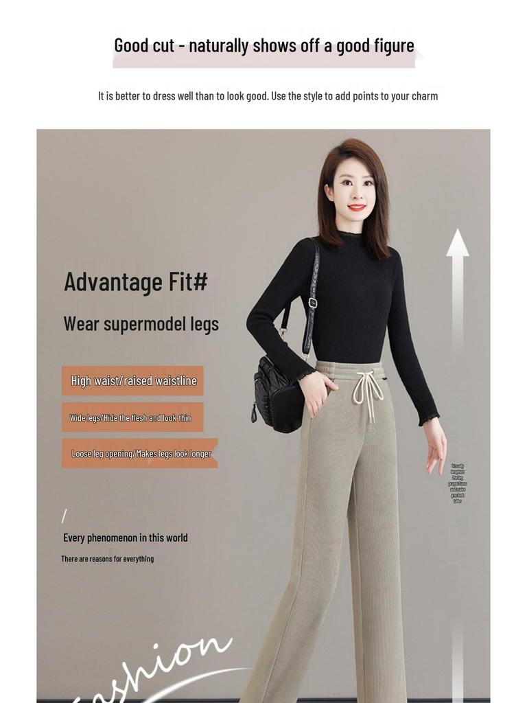 Woodpecker Women's High-Waist Fleece Lined Wide-Leg Pants Autumn/Winter 2025