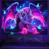 Neon-Style Angel Skeleton Tapestry, Y2K Wall Hanging for Living Rooms and Bedrooms, Home Decor